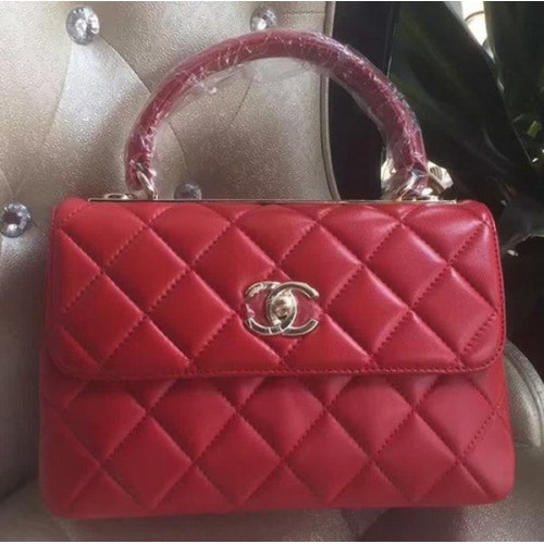 Chanel Sac à rabat classique en cuir de mouton d'origine A92236 Rouge