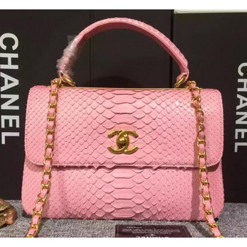 Chanel Classic Top Flap Bag Original Snake Leather A90095 Rose
