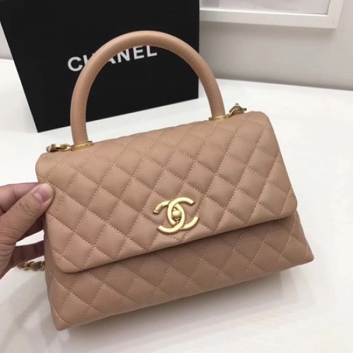 Chanel Classic Top Handle Bag Abricot Original Cuir A92991 Doré