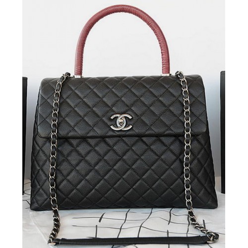 Chanel Sac à poignée supérieure classique Motif cannage original A92993 Noir