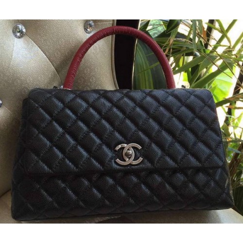 Chanel Classic Top Handle Bag Original Cannage Pattern A95168 Noir&Rouge