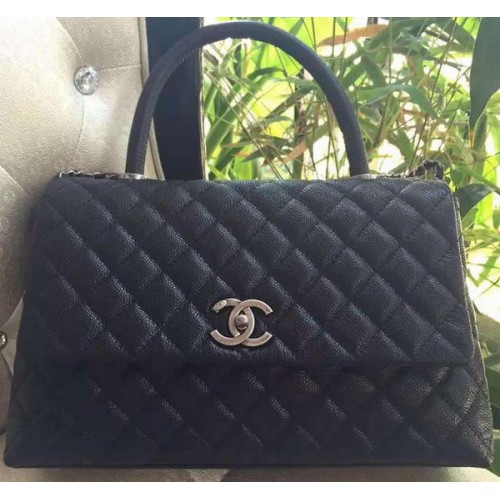 Chanel Sac à poignée supérieure classique Motif cannage original A95168 Noir
