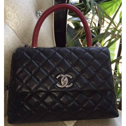 Chanel Classic Top Handle Bag Original Cannage Pattern A95169 Noir&Rouge