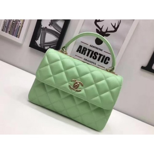 Chanel Sac à main classique en cuir de mouton d'origine A92991 Vert