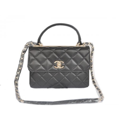 Chanel Sac à main classique en cuir de mouton d'origine CHA92236 Noir