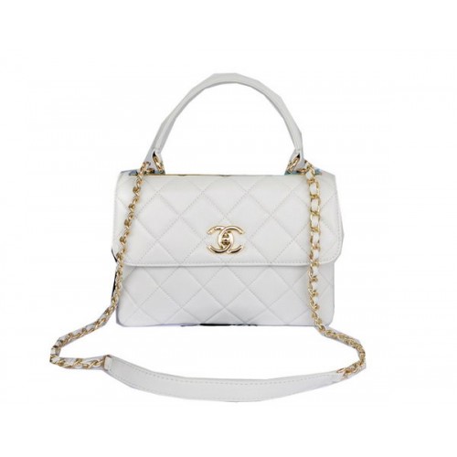 Chanel Sac à main classique en cuir de mouton d'origine CHA92236 Blanc