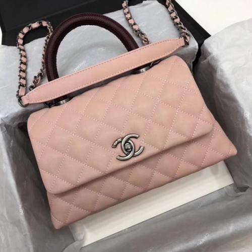 Sac Chanel Classic Top Handle Rose Motif Cannage A92290 Rouge