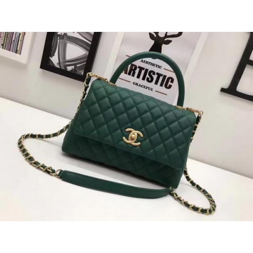 Chanel Sac à main classique en cuir de mouton A92991 Vert