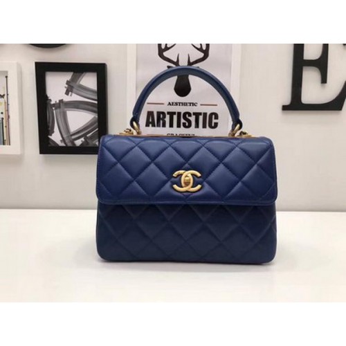 Chanel Sac à main classique en cuir de mouton CHA2371 Bleu