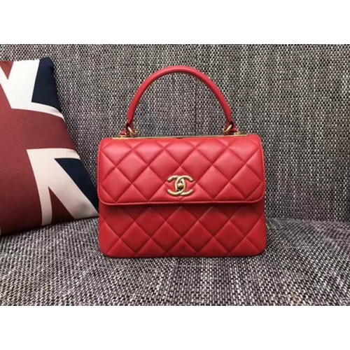 Chanel Sac à main classique en cuir de mouton CHA2371 Rouge