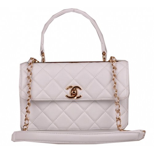 Chanel Sac à main classique en cuir de mouton CHA92236 Blanc