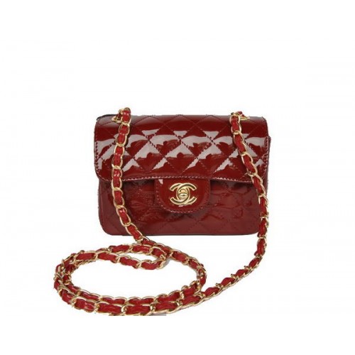 Vente en gros Chanel Classic mini Flap Bag 1115 Bordeaux Patent Gold Hardware
