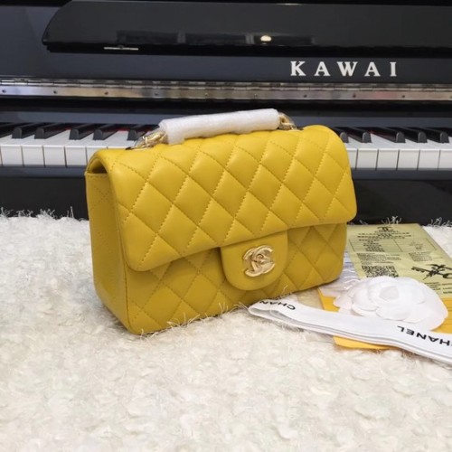 Sac à bandoulière en cuir de mouton original Chanel Classic A1116 chaîne en or jaune