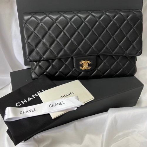 Chanel Pochette Cuir Mouton Noir 7013 Doré