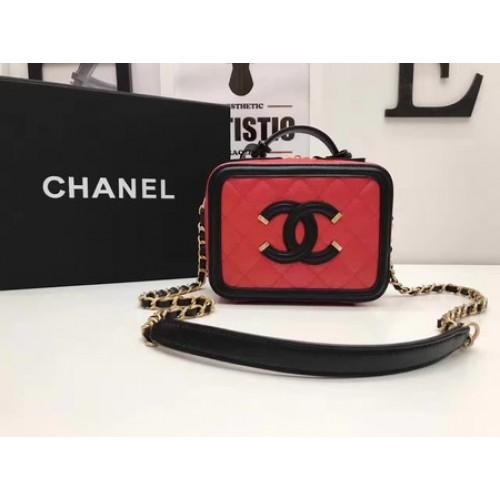 Sac Cosmétique Chanel Original Cannage Pattern A93341 Rouge&Noir