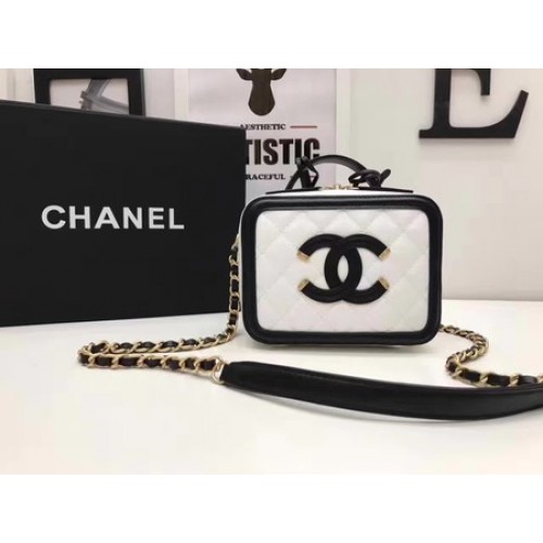 Sac Cosmétique Chanel Motif Cannage Original A93341 Blanc