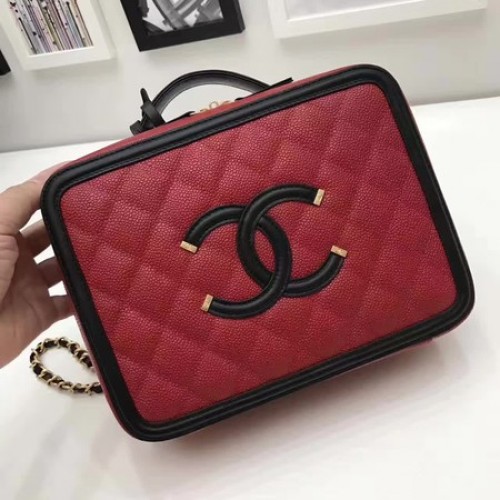 Sac Cosmétique Chanel Original Cuir De Mouton A58695 Rouge