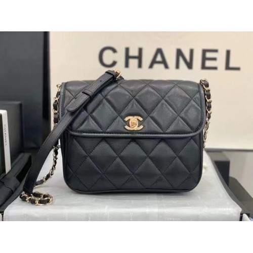 Chanel Sac à bandoulière en cuir d'origine AS2447 Noir