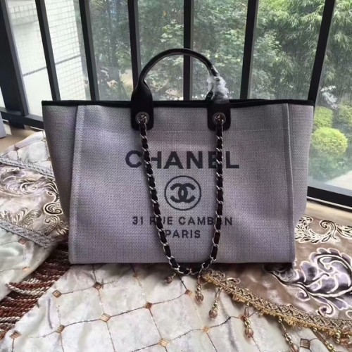 Chanel Deauville Sac Cabas Original Toile Cuir A68047-12