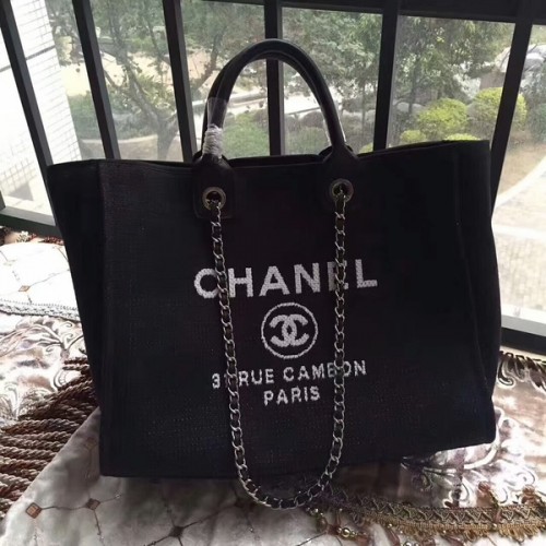 Chanel Deauville Sac Cabas Original Toile Cuir A68047-13