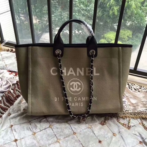 Chanel Deauville Sac Cabas Original Toile Cuir A68047-14