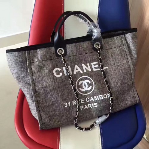 Chanel Deauville Sac Cabas Original Toile Cuir A68047-3