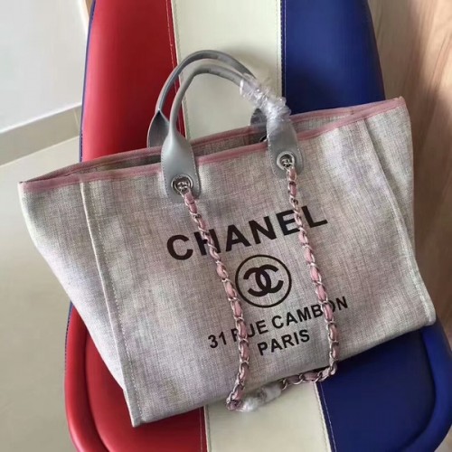 Chanel Deauville Sac Cabas Original Toile Cuir A68047-4
