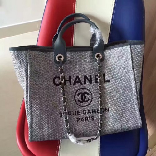 Chanel Deauville Sac Cabas Original Toile Cuir A68047-5