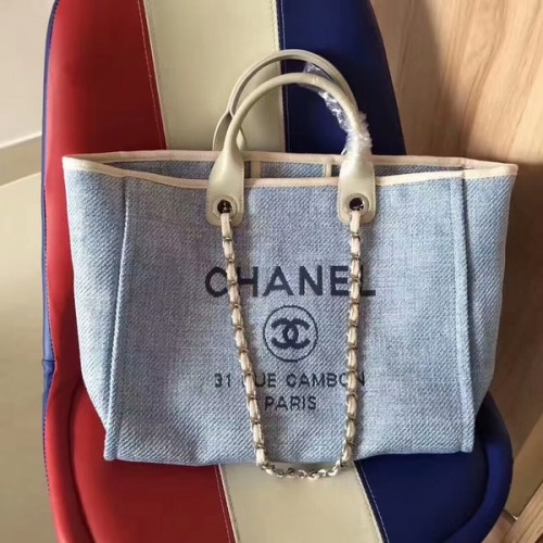 Chanel Deauville Sac Cabas Original Toile Cuir A68047-8