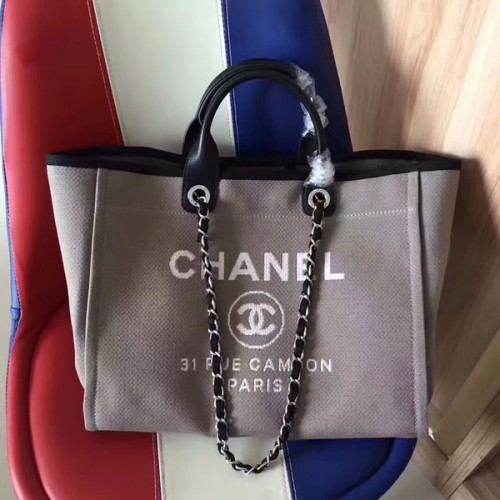 Chanel Deauville Sac Cabas Original Toile Cuir A68047-9