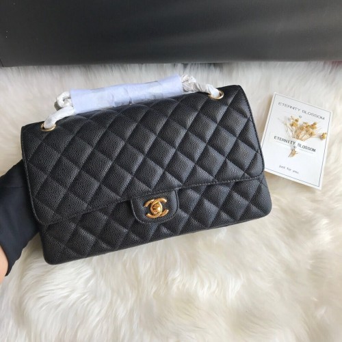 Sacs Chanel Double Flaps Noir Cuir Caviar Original A36097 Doré