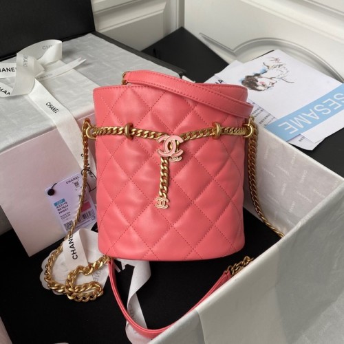 Chanel Sac à cordon en métal doré AS3116 rose