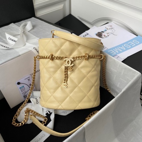 Chanel Sac à cordon en métal doré AS3116 jaune