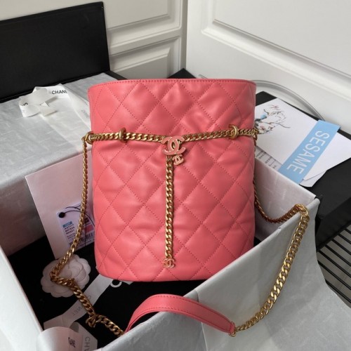 Chanel Sac à cordon en métal doré AS3117 rose