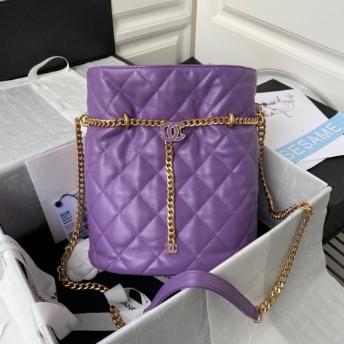 Chanel Sac à cordon en métal doré AS3117 violet