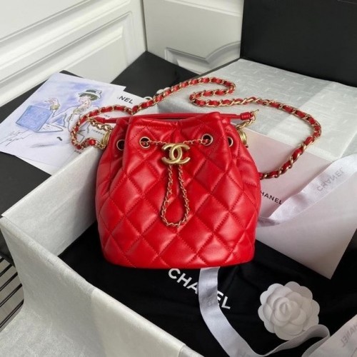 Chanel sac à cordon en peau de mouton AS2057 rouge