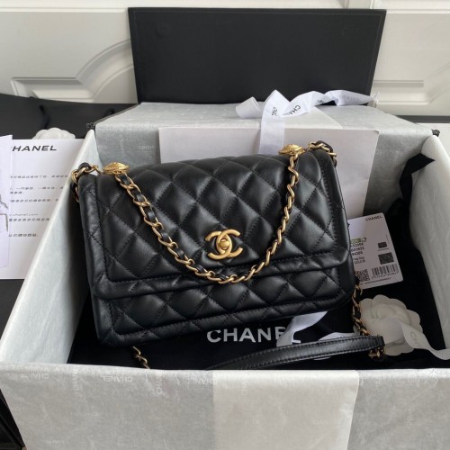 Chanel Sac à Rabat Mouton Métal Doré AP1737 Noir