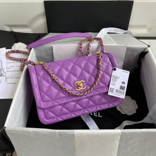 Chanel Sac à Rabat Mouton Métal Doré AP1737 Violet