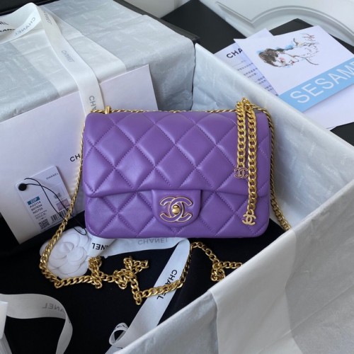 Chanel Flap Lambskin petit sac à bandoulière AS3114 violet