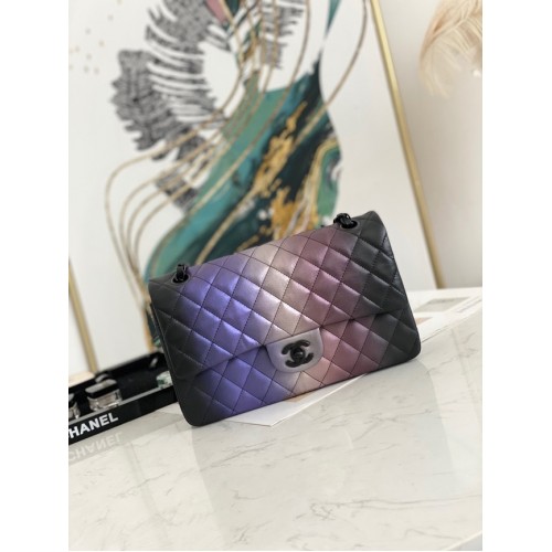 Sac à bandoulière en cuir d'agneau à rabat Chanel Mirage AS1112 noir