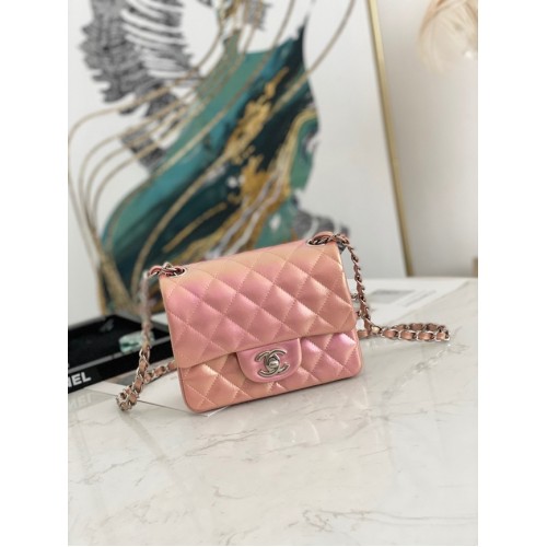 Chanel Flap Mirage Sac à bandoulière en cuir d'agneau AS1115 rose