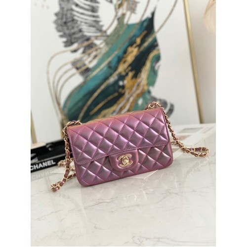 Chanel Flap Mirage Sac à bandoulière en cuir d'agneau AS1116 violet