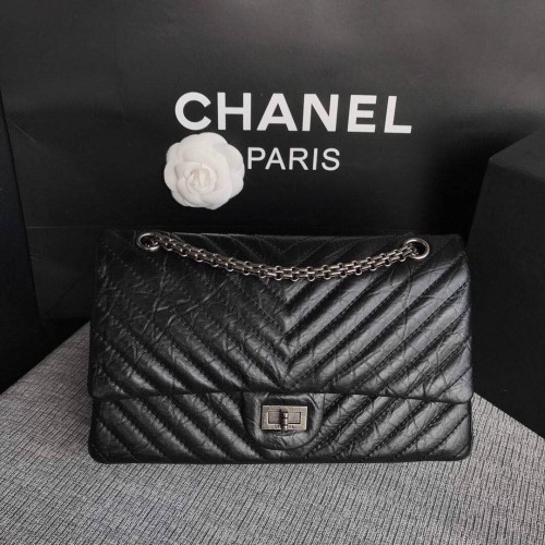 Chanel Flap Original Cuir de vachette 30225 noir Chaîne argentée
