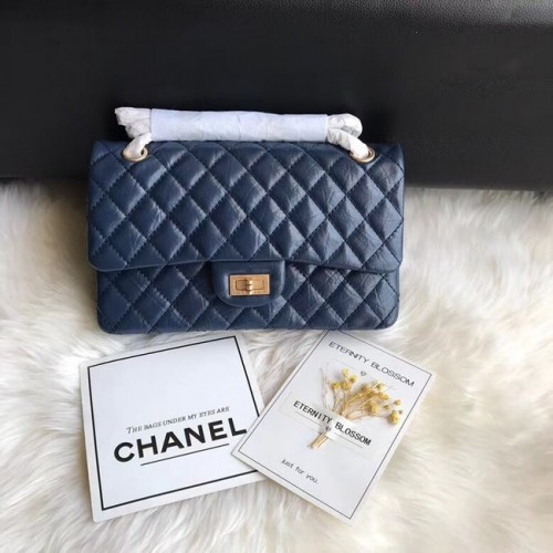 Chanel Flap Original Cuir de vachette 30225 chaîne en or bleu