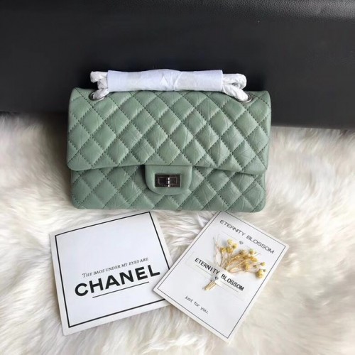 Chanel Flap Original Cuir de vachette 30225 vert Chaîne argentée