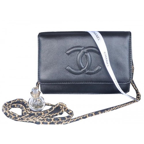 Chanel Flap Sac à Bandoulière Cuir de Veau Noir CHA33817 Doré