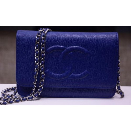 Chanel Sac à bandoulière à rabat Cuir Cavier A33817 Bleu