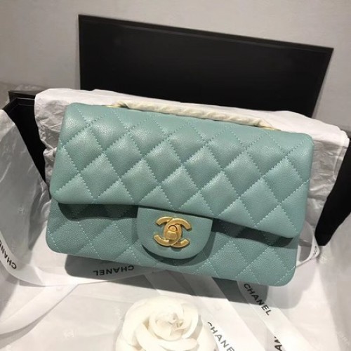 Chanel Flap Sac à Bandoulière Original Cuir Caviar CF1116 vert clair