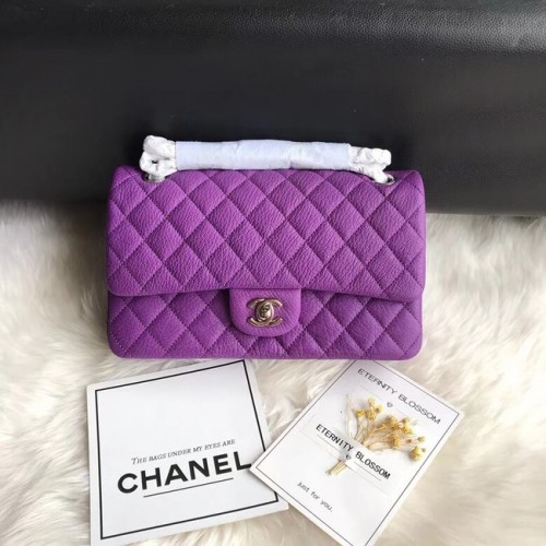 Chanel Flap Shoulder Bag Original cuir de cerf A1112 violet chaîne argentée