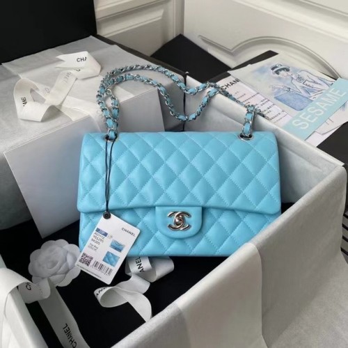 Chanel Flap Sac à bandoulière Cuir d'origine 1112 bleu ciel